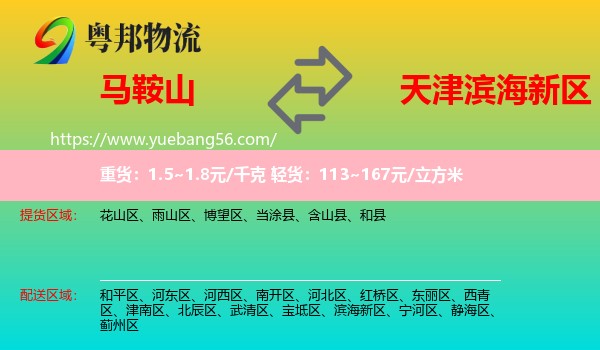 馬鞍山到濱海新區(qū)物流