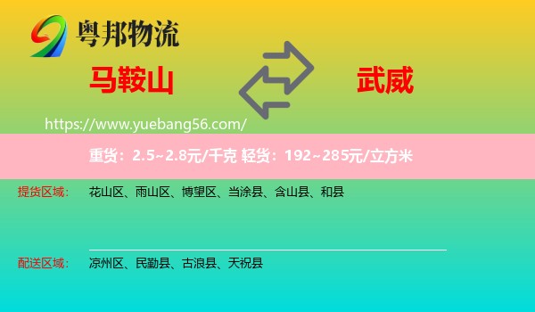 馬鞍山到武威物流