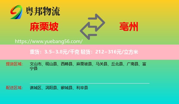 麻栗坡縣到亳州物流