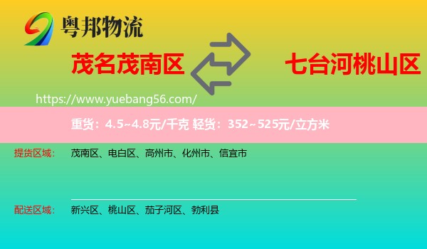 茂南區(qū)到桃山區(qū)物流