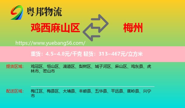 麻山區(qū)到梅州物流