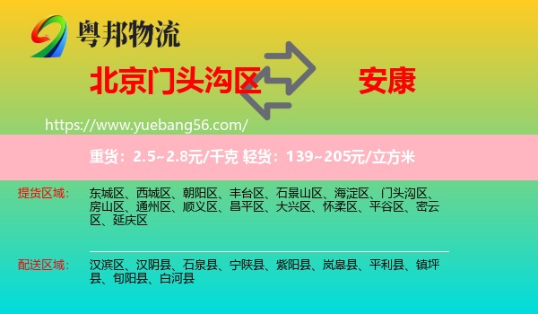 門(mén)頭溝區(qū)到安康物流