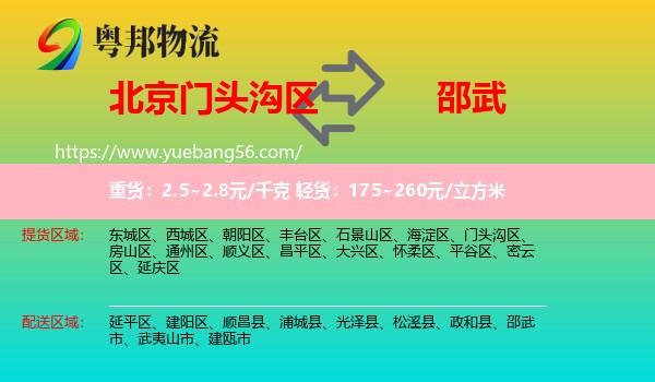 門(mén)頭溝區(qū)到邵武市物流