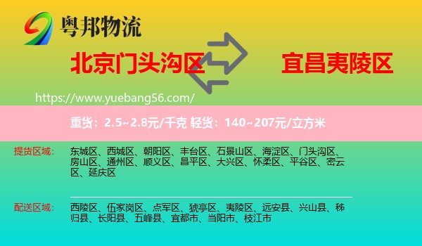 門頭溝區(qū)到夷陵區(qū)物流