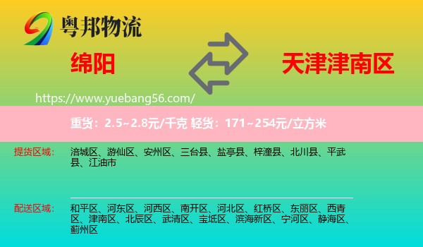 綿陽到津南區(qū)物流