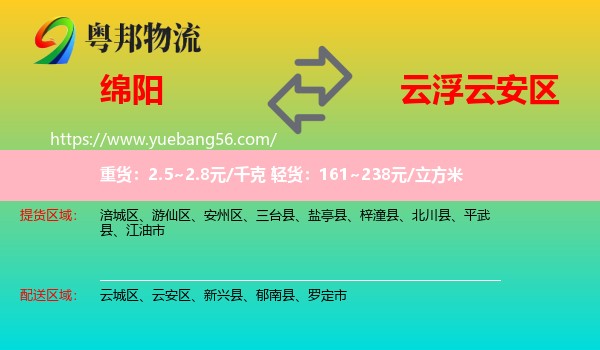 綿陽到云安區(qū)物流