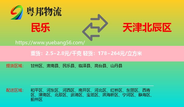 民樂縣到北辰區(qū)物流