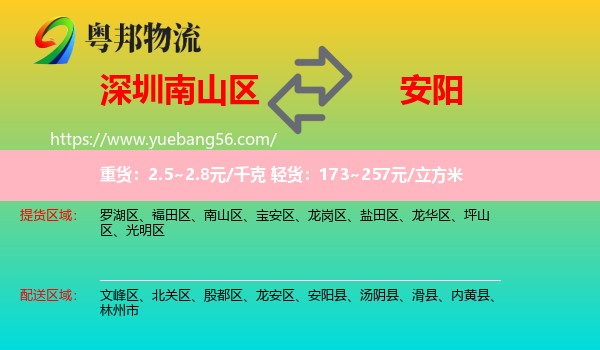 南山區(qū)到安陽物流