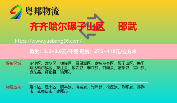 碾子山區(qū)到邵武市物流