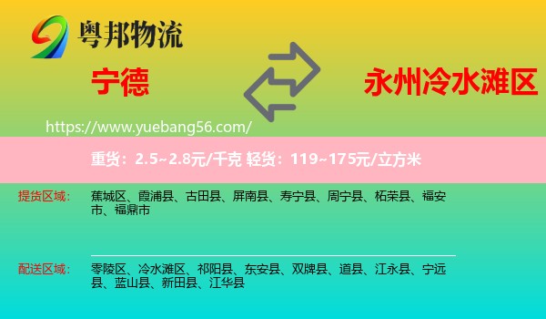寧德到冷水灘區(qū)物流