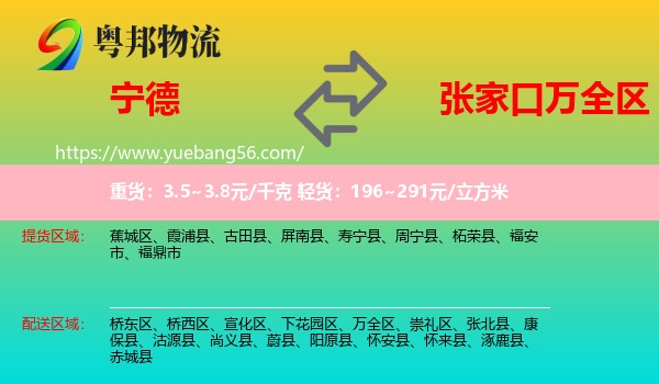 寧德到萬全區(qū)物流