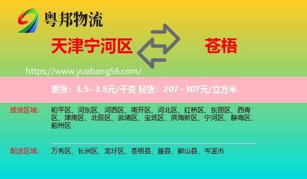 寧河區(qū)到蒼梧縣物流