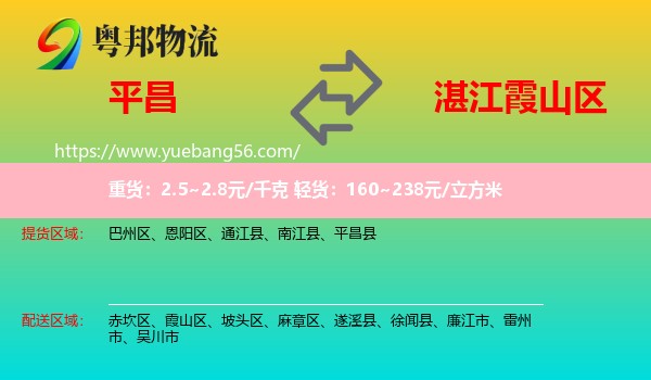 平昌縣到霞山區(qū)物流