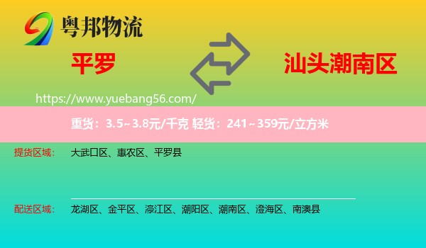 平羅縣到潮南區(qū)物流