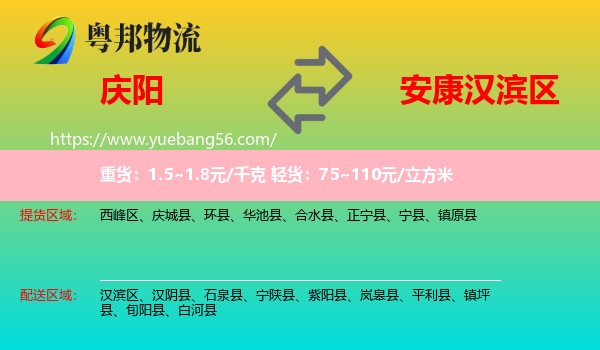 慶陽到漢濱區(qū)物流