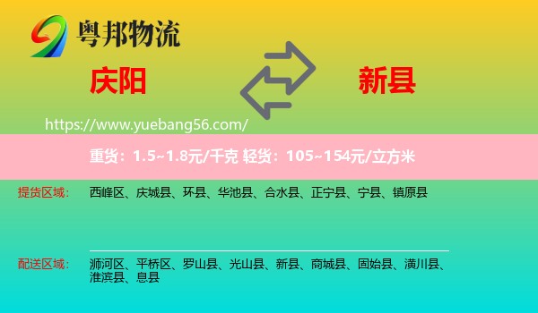 慶陽(yáng)到新縣物流