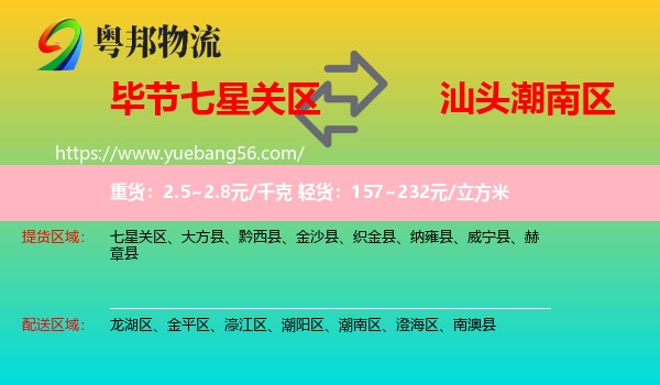 七星關(guān)區(qū)到潮南區(qū)物流