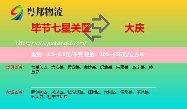 七星關(guān)區(qū)到大慶物流