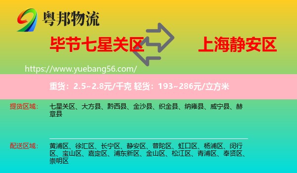 七星關(guān)區(qū)到靜安區(qū)物流