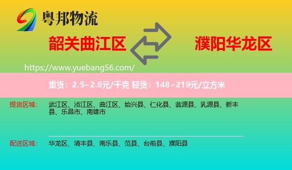 曲江區(qū)到華龍區(qū)物流