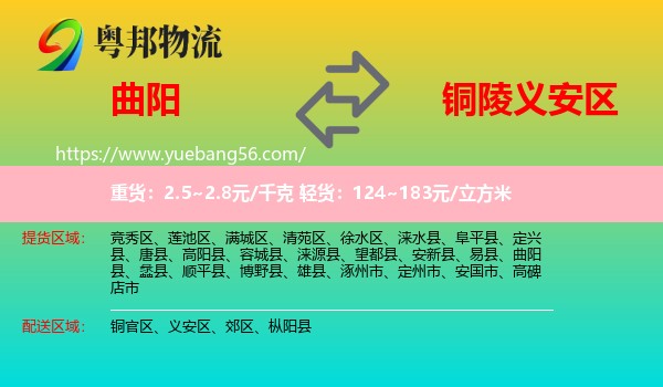 曲陽(yáng)縣到義安區(qū)物流