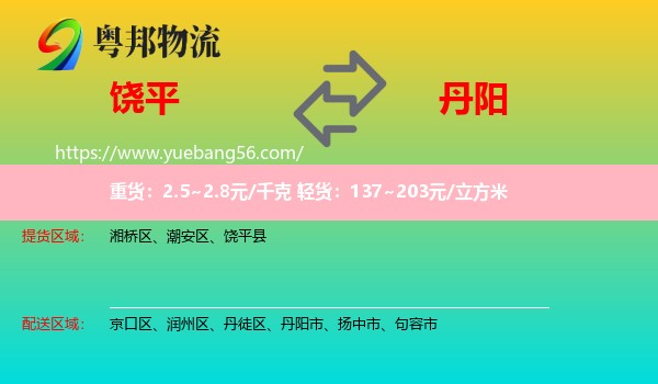 饒平縣到丹陽(yáng)市物流