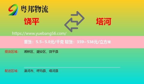 饒平縣到塔河縣物流