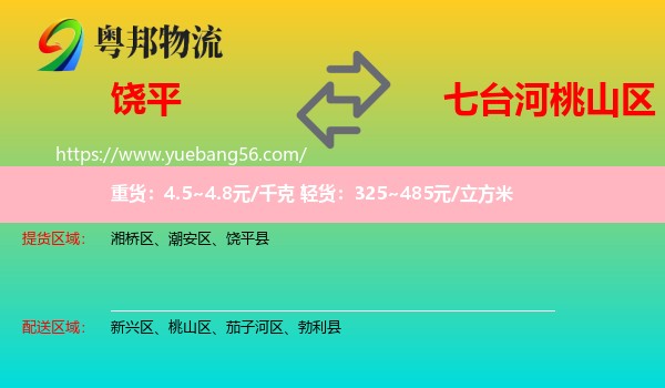 饒平縣到桃山區(qū)物流