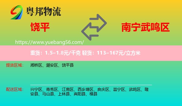 饒平縣到武鳴區(qū)物流