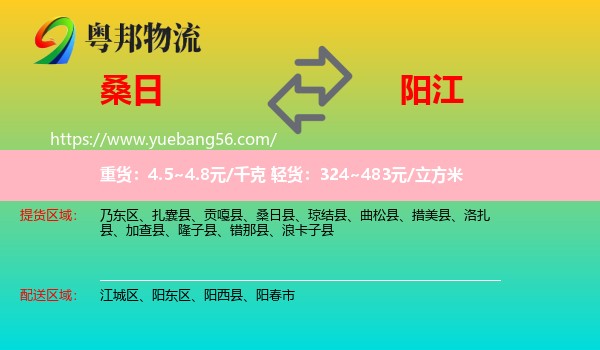 桑日縣到陽江物流