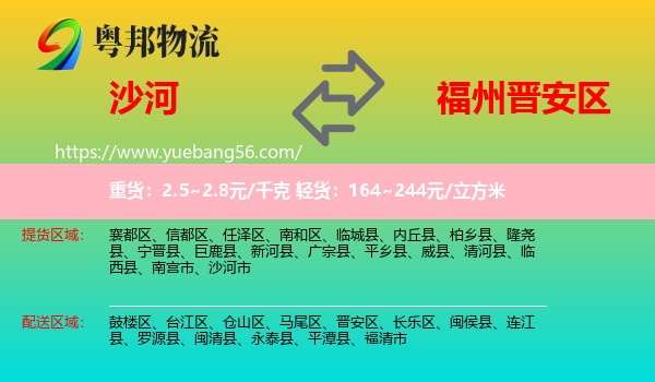 沙河市到晉安區(qū)物流