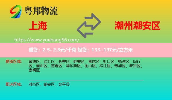 上海到潮安區(qū)物流