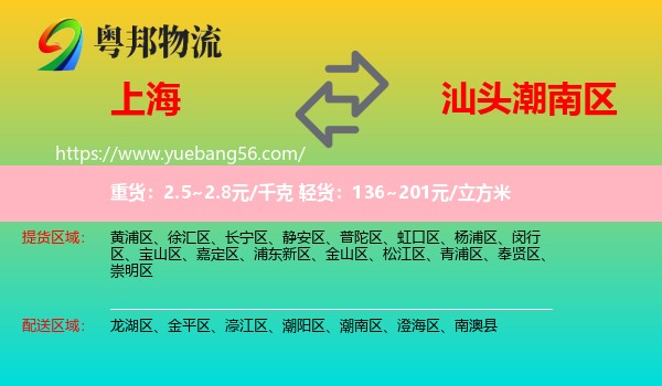 上海到潮南區(qū)物流