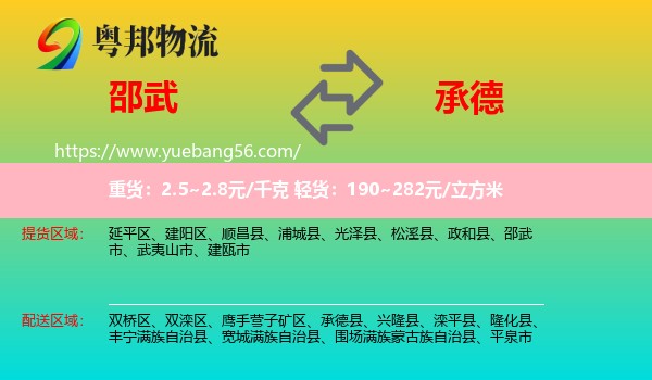 邵武市到承德物流