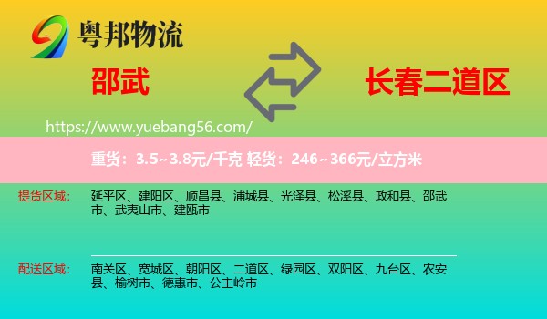 邵武市到二道區(qū)物流