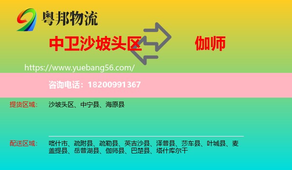 沙坡頭區(qū)到伽師縣物流