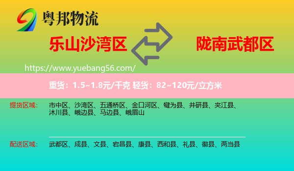 沙灣區(qū)到武都區(qū)物流