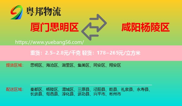 思明區(qū)到楊陵區(qū)物流