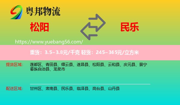 松陽(yáng)縣到民樂縣物流