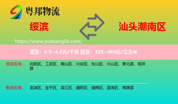 綏濱縣到潮南區(qū)物流