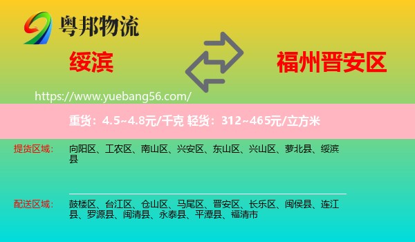 綏濱縣到晉安區(qū)物流