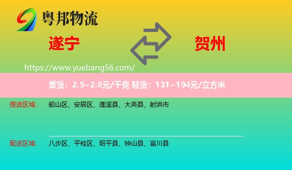 遂寧到賀州物流