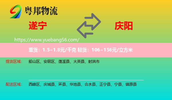 遂寧到慶陽物流