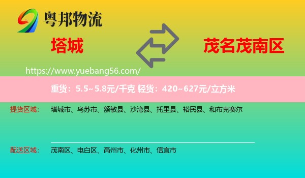 塔城到茂南區(qū)物流