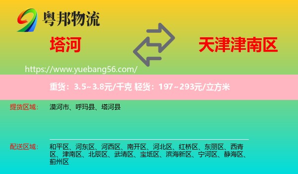 塔河縣到津南區(qū)物流