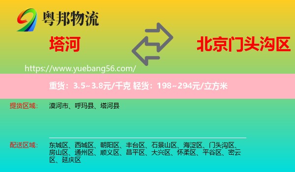 塔河縣到門頭溝區(qū)物流