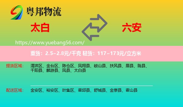 太白縣到六安物流