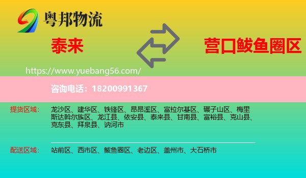 泰來縣到鲅魚圈區(qū)物流