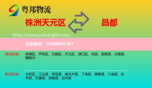 天元區(qū)到昌都物流