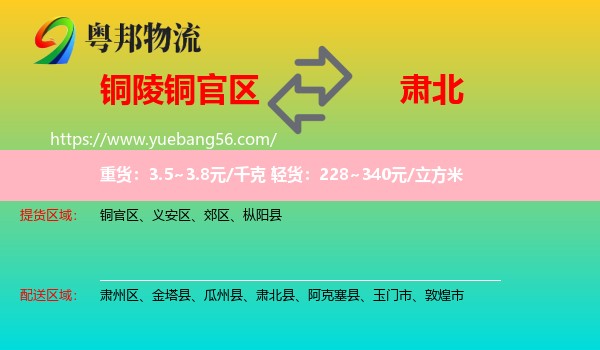 銅官區(qū)到肅北縣物流